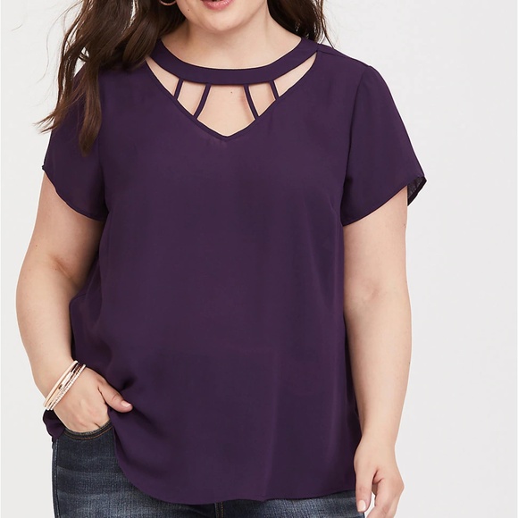 torrid Tops - Torrid 5X Blouse Purple Strappy Cage Top Plus Size